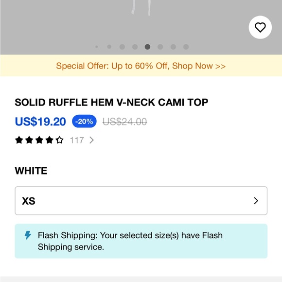 solid ruffle hem v-neck cami top - Picture 6 of 6